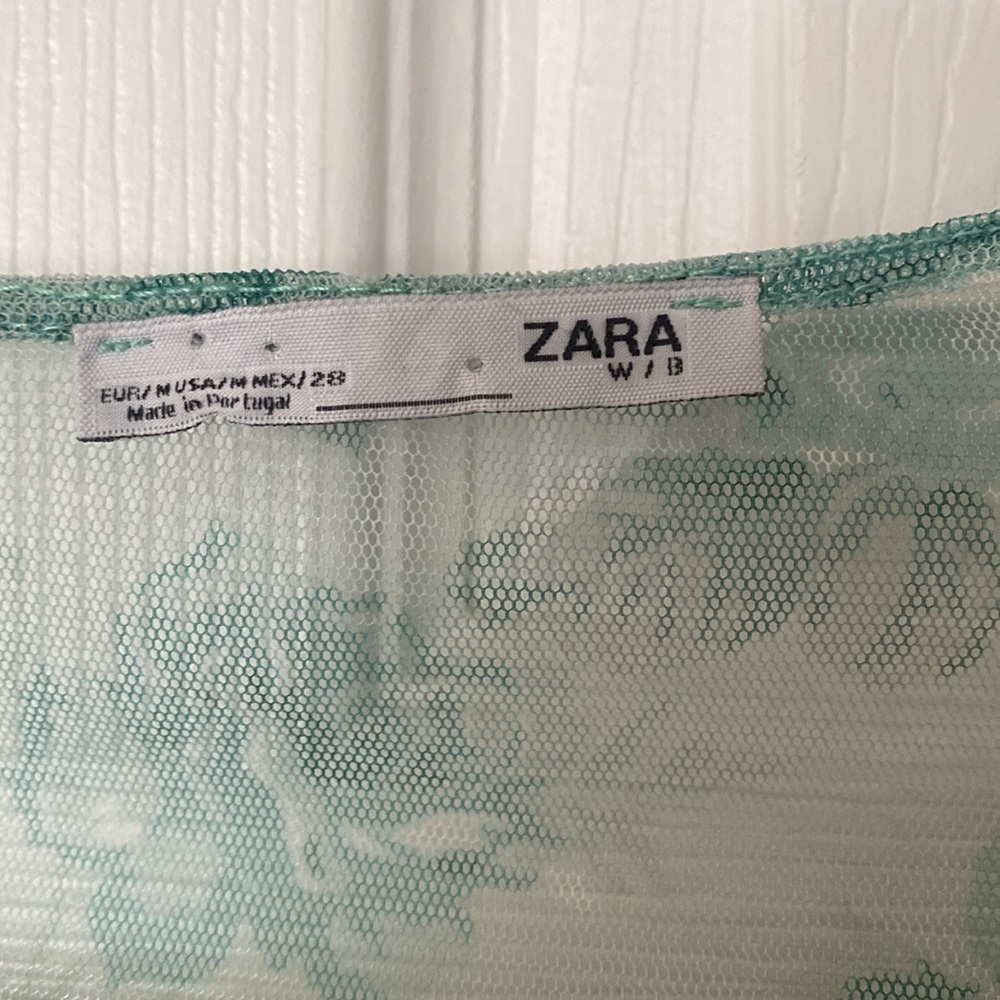 Zara Sheer Floral Ruched Long Sleeve Blouse - Picture 4 of 9